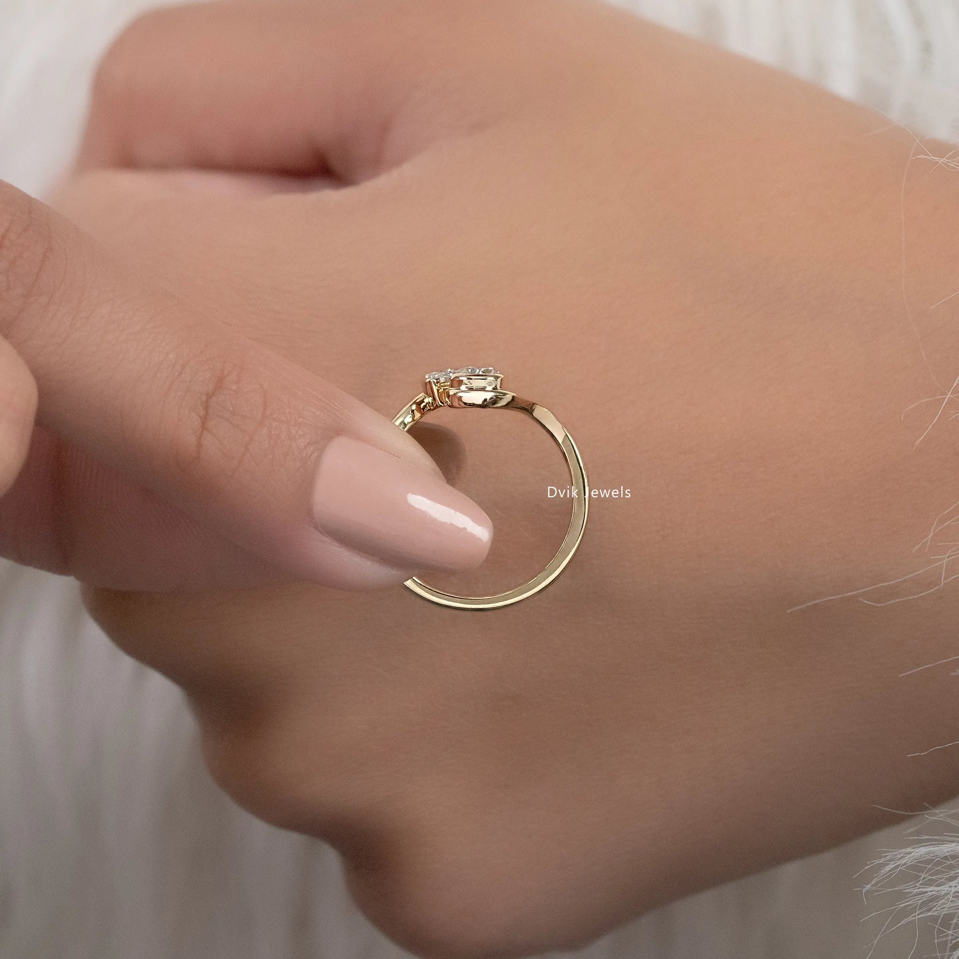 Double Pear Cut Lab Diamond Curved Ring Ring
