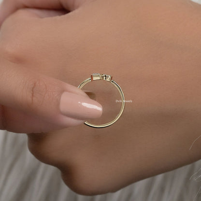 Emerald & Round Cut Lab Diamond Toi et Moi Ring Ring