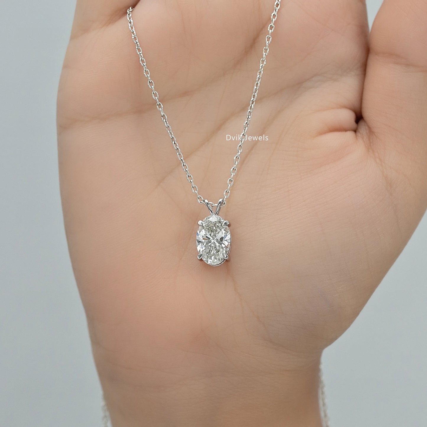 Oval Cut Lab Diamond Solitaire Pendant Pendant