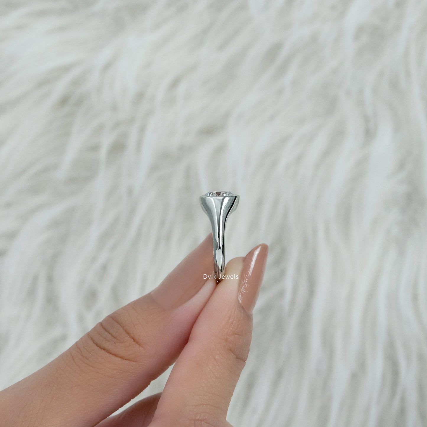 Pear Cut Lab Diamond Bezel Signet Style Ring Ring