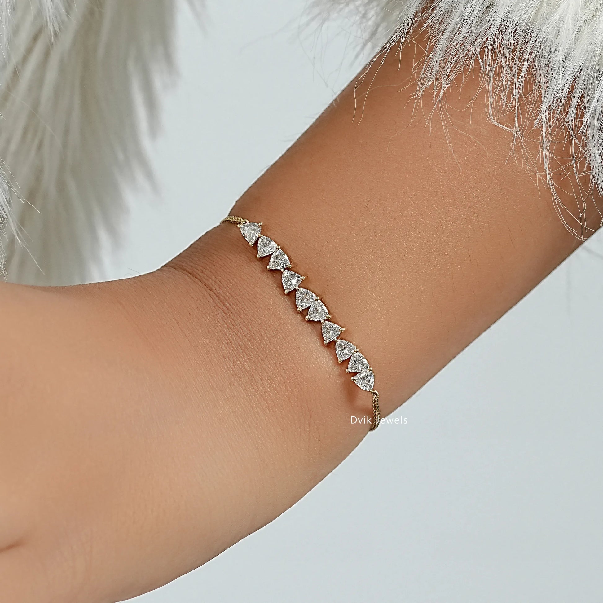 Trillion Cut Lab Grown Diamond Chain Bracelet Bracelet