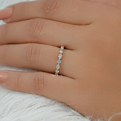 Marquise & Round Cut Lab Diamond Eternity Band Ring