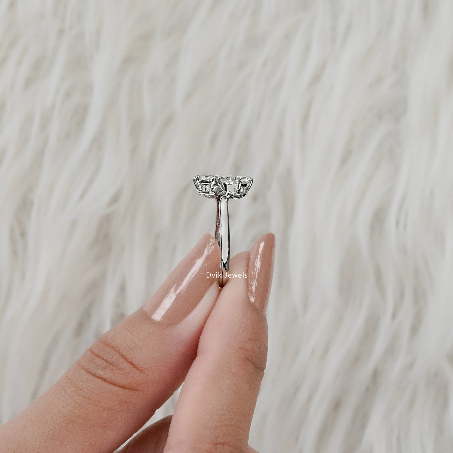 Double Pear Cut Lab Diamond Toi Moi Style Ring Ring