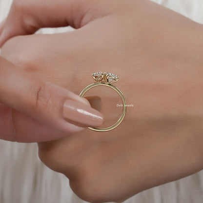 Marquise & Pear Cut Lab Diamond Two Stone Toi et Moi Ring Ring