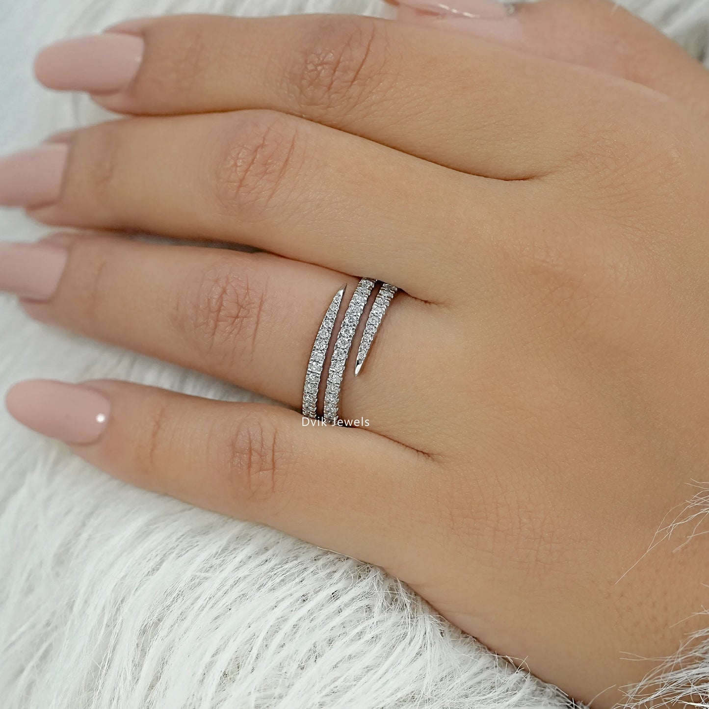 Round Cut Lab Diamond Spiral Wrap Ring Ring