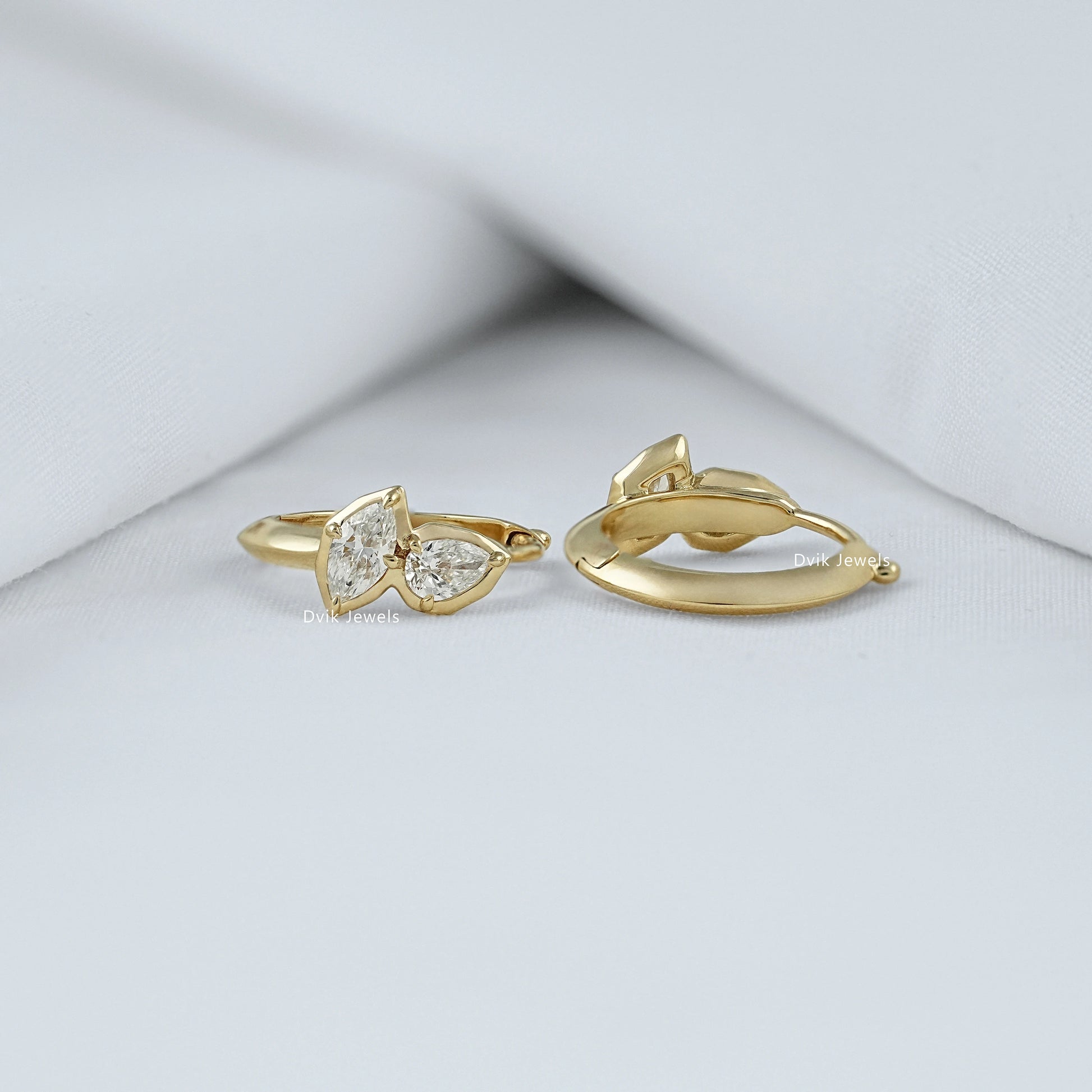 Pear & Marquise Cut Lab Diamond Hoop Earrings Earrings