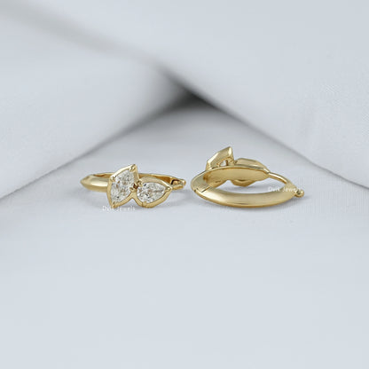 Pear & Marquise Cut Lab Diamond Hoop Earrings Earrings