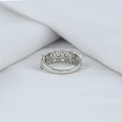 Mixed Cut Lab Diamond Wide Half Eternity Band Ring