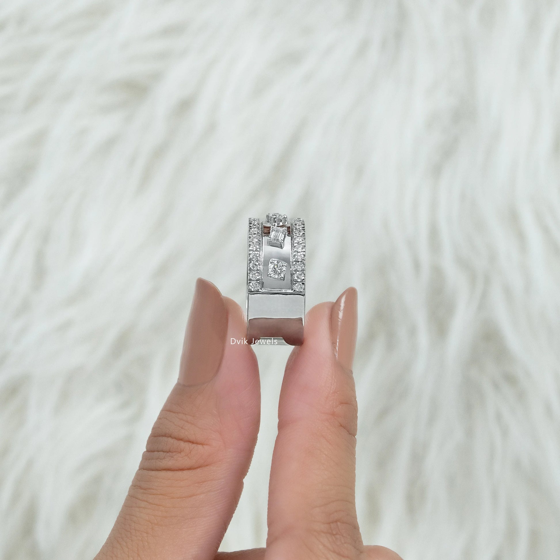 Multi Shape Lab Diamond Wide Band Ring Band