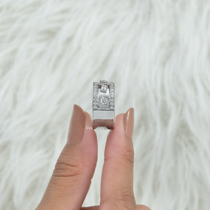 Multi Shape Lab Diamond Wide Band Ring Band