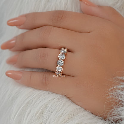Old European Cut Round Diamond Bezel Set Half Eternity Ring Ring