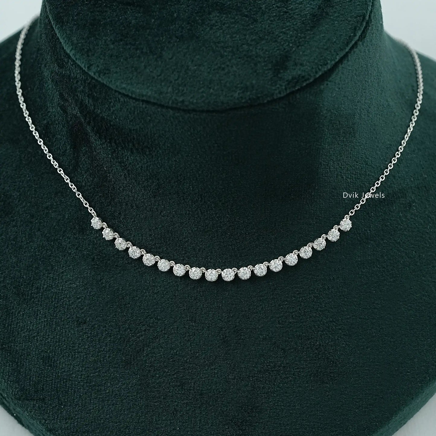 OEC Round Cut Lab Diamond Half Tennis Necklace Necklace