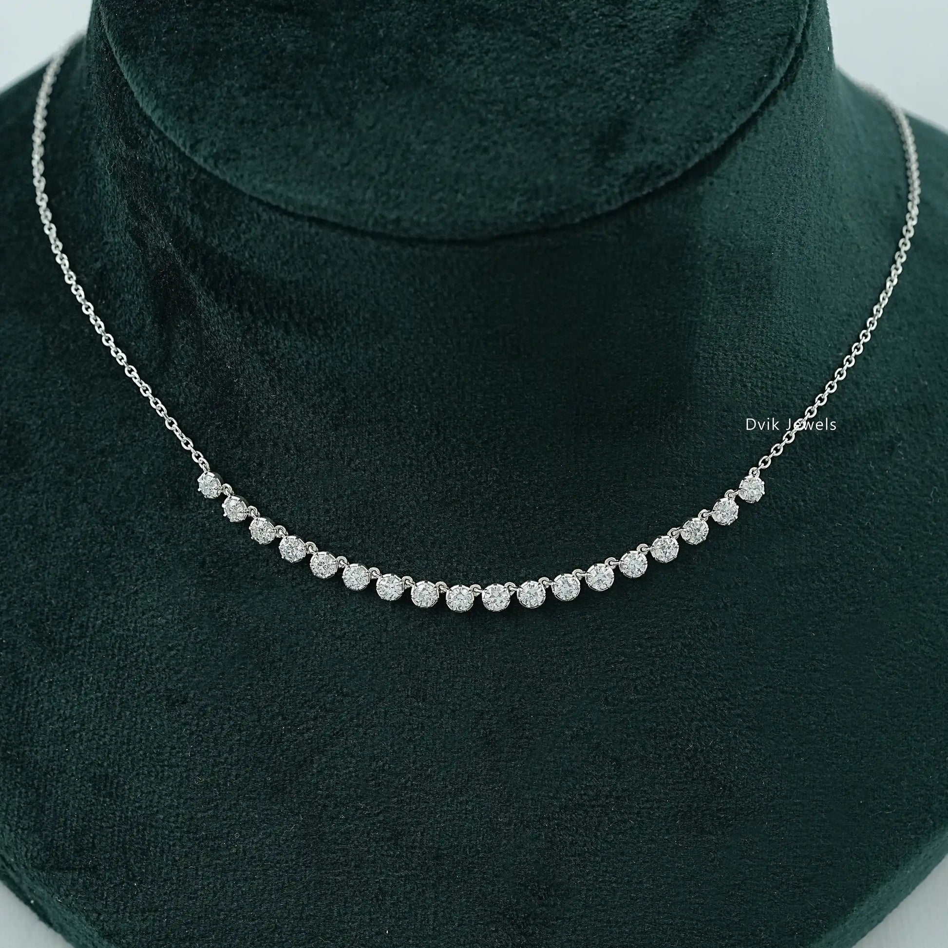 OEC Round Cut Lab Diamond Half Tennis Necklace Necklace