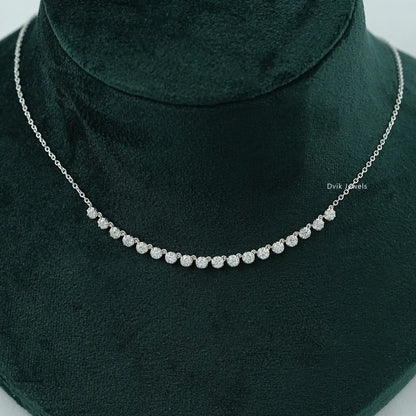OEC Round Cut Lab Diamond Half Tennis Necklace Necklace