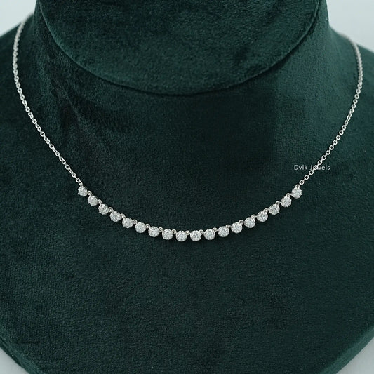 OEC Round Cut Lab Diamond Half Tennis Necklace Necklace