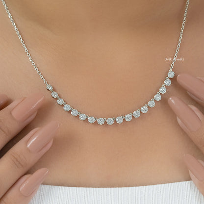 OEC Round Cut Lab Diamond Half Tennis Necklace Necklace