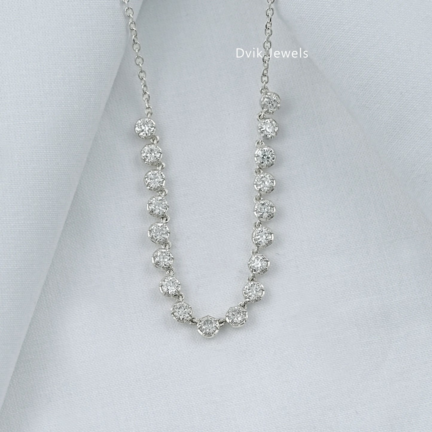 OEC Round Cut Lab Diamond Half Tennis Necklace Necklace