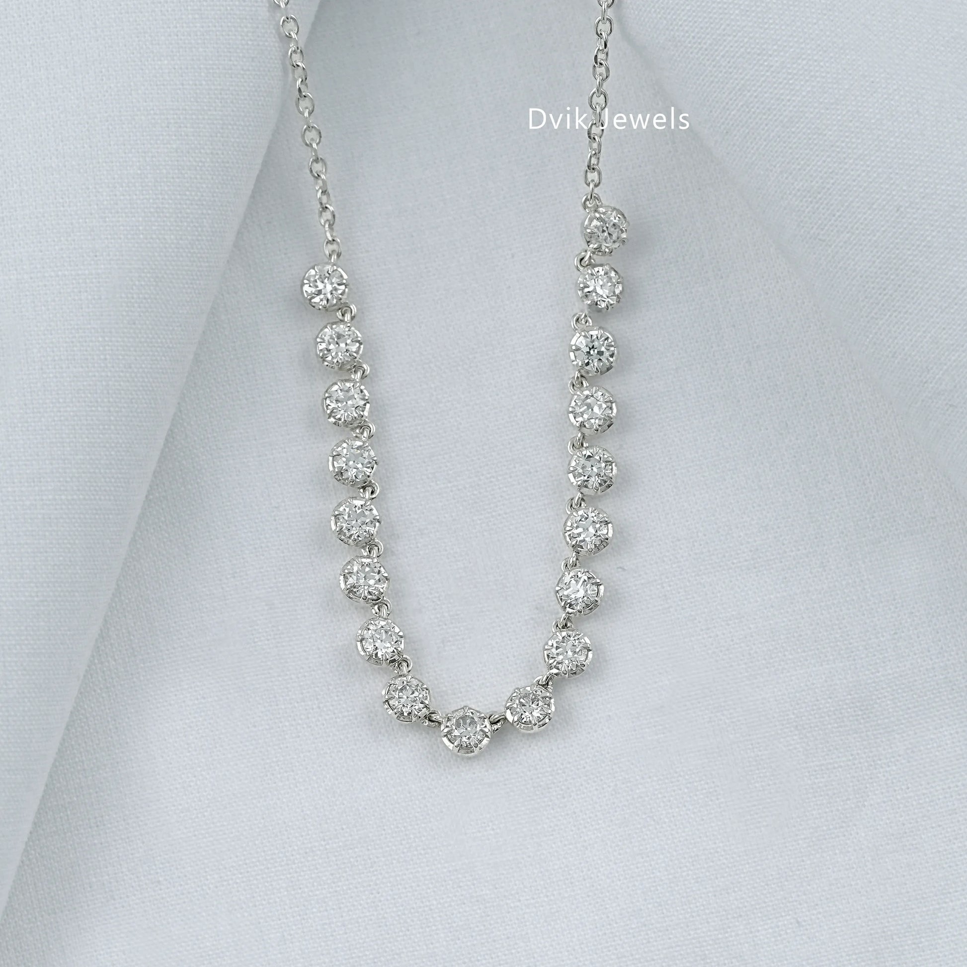 OEC Round Cut Lab Diamond Half Tennis Necklace Necklace