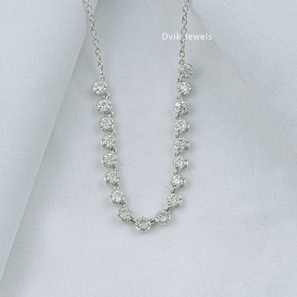 OEC Round Cut Lab Diamond Half Tennis Necklace Necklace