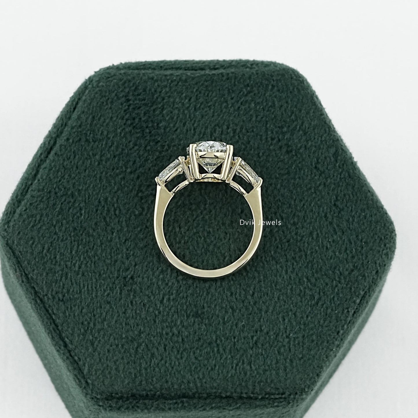 Oval and Pear Cut Lab Diamond Three Stone Ring Ring