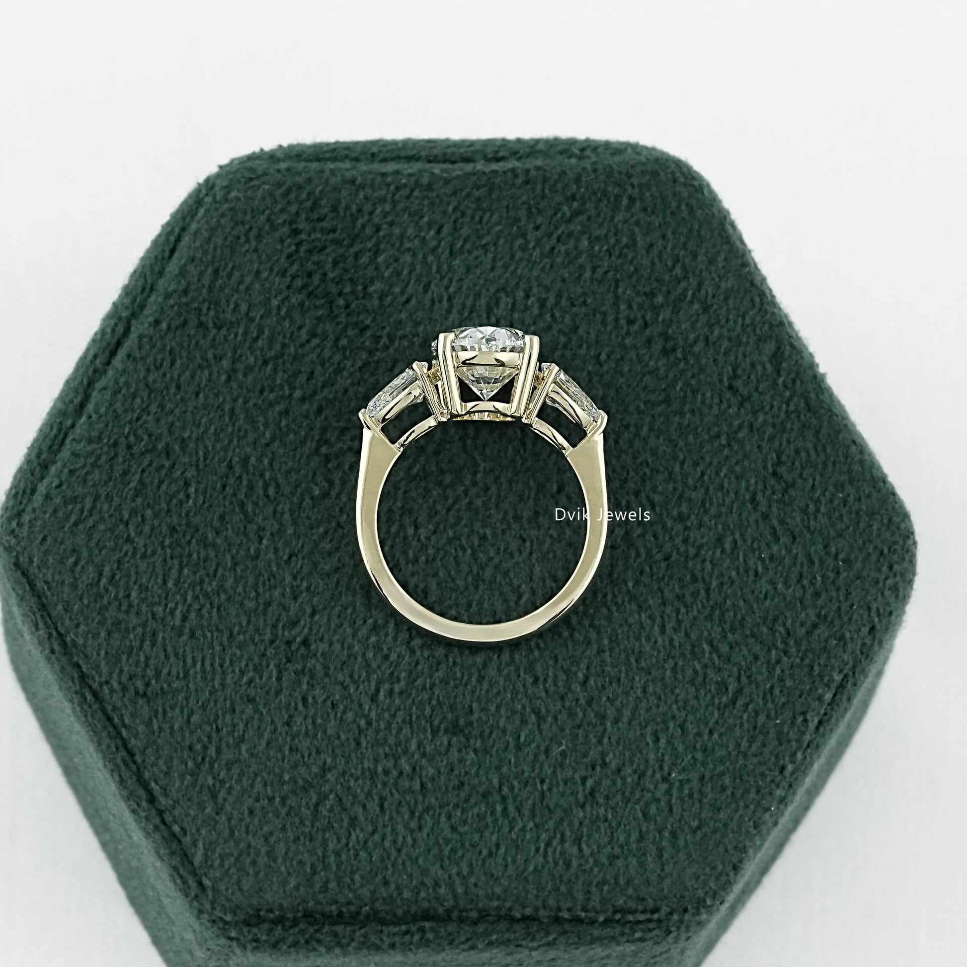 Oval and Pear Cut Lab Diamond Three Stone Ring Ring