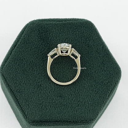 Oval and Pear Cut Lab Diamond Three Stone Ring Ring