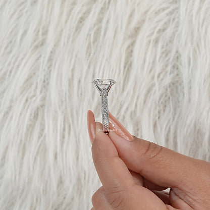 Oval Lab Diamond Engagement Ring with Pavé Setting