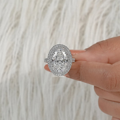 Double Halo Oval Diamond Engagement Ring Ring