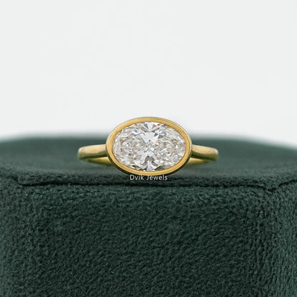 Oval East-West Bezel Engagement Ring Ring