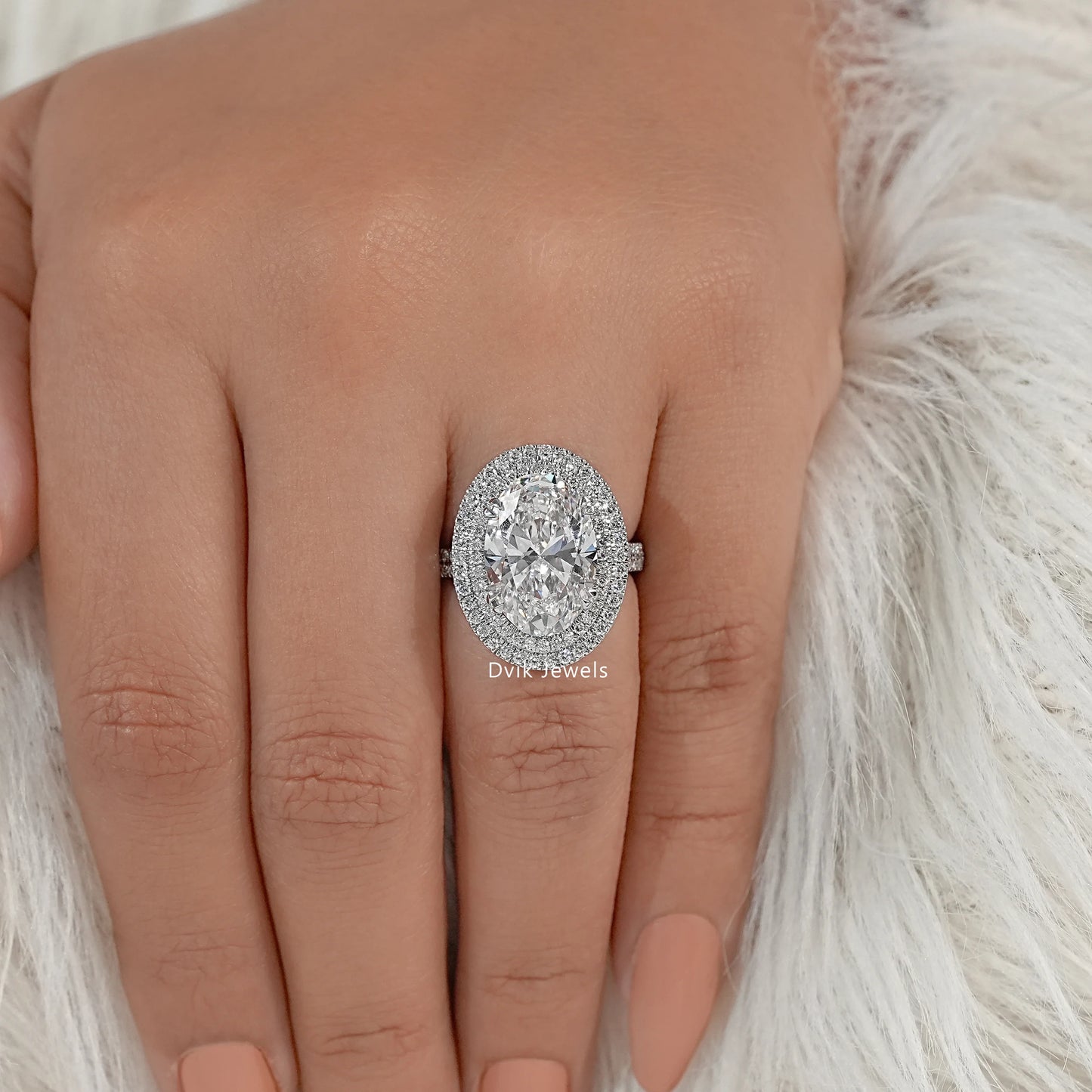Double Halo Oval Diamond Engagement Ring Ring