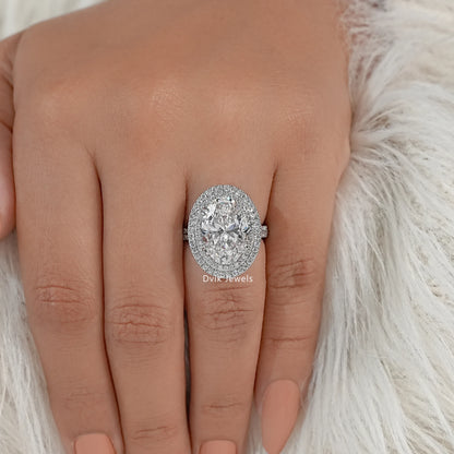 Double Halo Oval Diamond Engagement Ring Ring