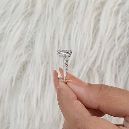 Oval Cut Lab Diamond Ring with Marquise Accents