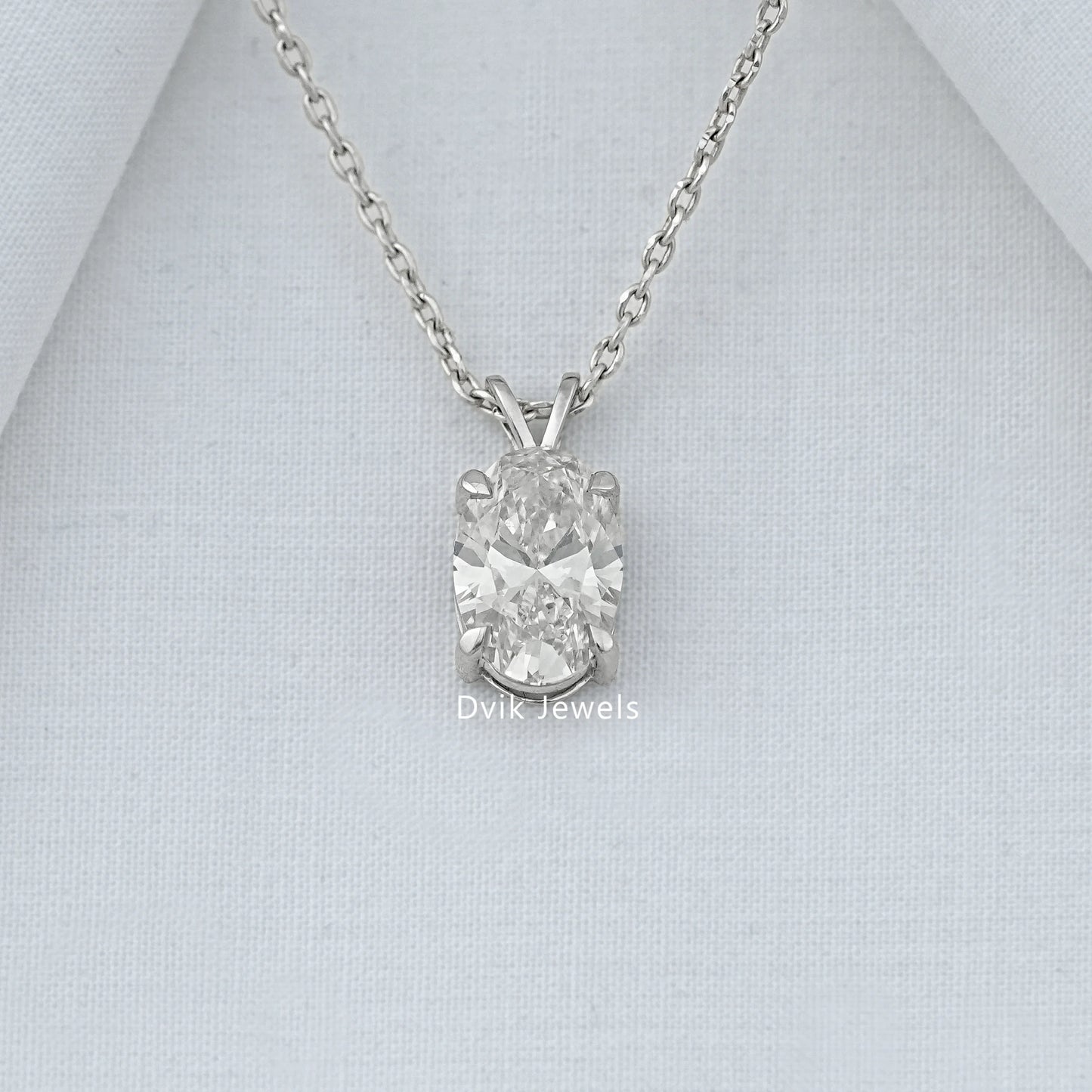 Oval Cut Lab Diamond Solitaire Pendant Pendant
