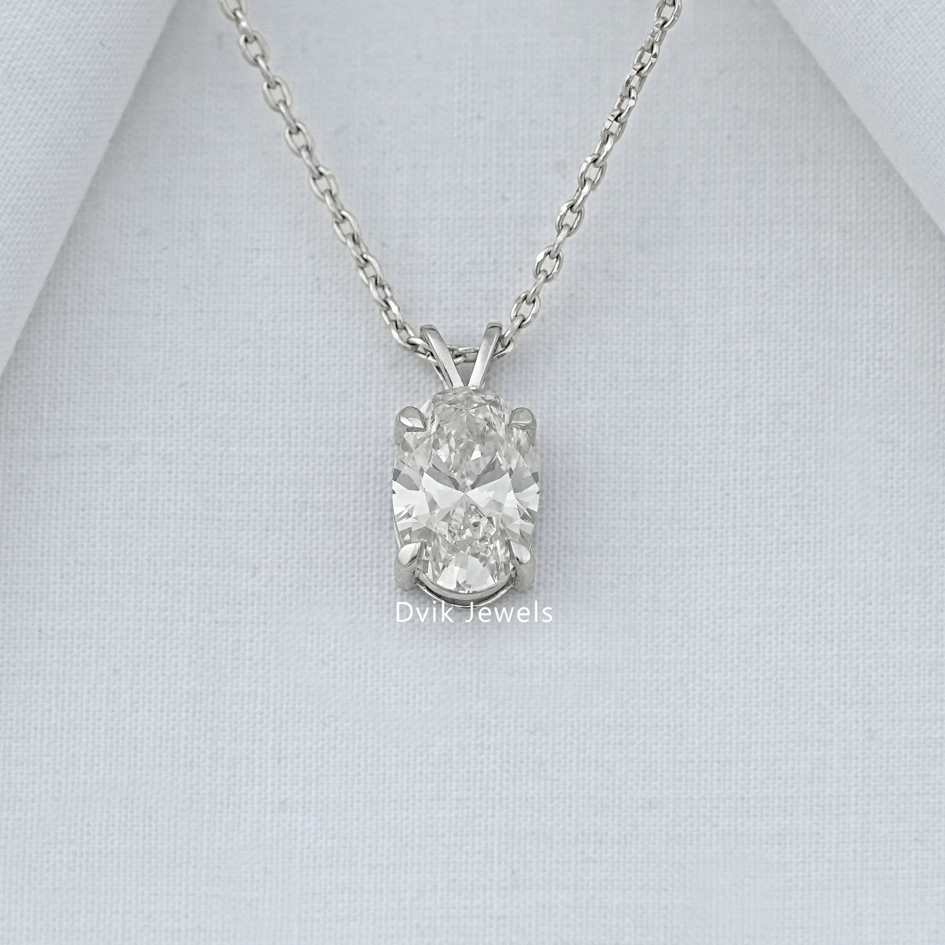 Oval Cut Lab Diamond Solitaire Pendant Pendant