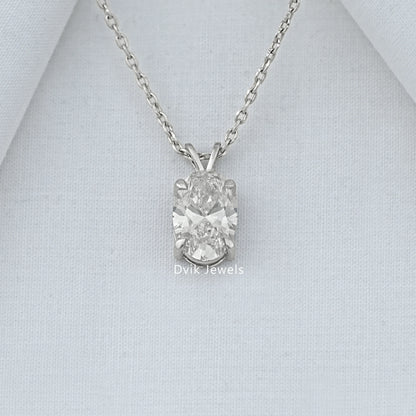 Oval Cut Lab Diamond Solitaire Pendant Pendant