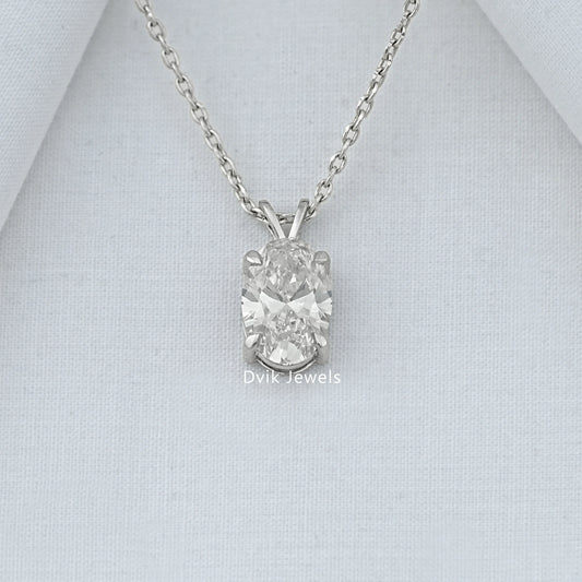 Oval Cut Lab Diamond Solitaire Pendant Pendant