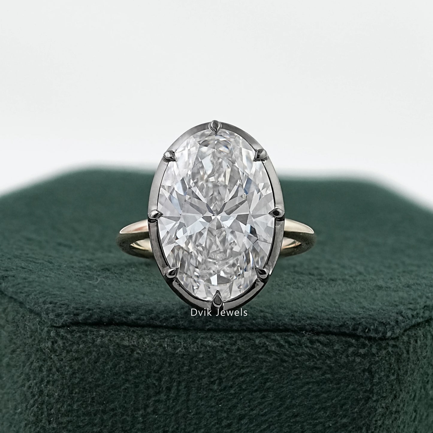 Oval Cut Lab Diamond Solitaire Ring with Classic Prong Setting Ring