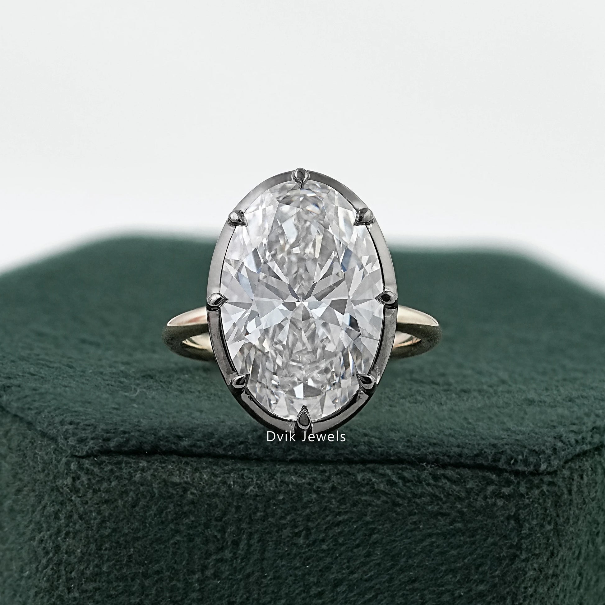 Oval Cut Lab Diamond Solitaire Ring with Classic Prong Setting Ring