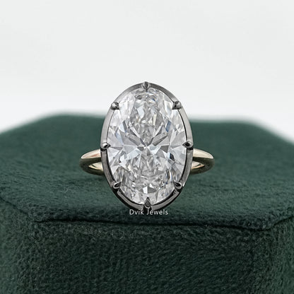 Oval Cut Lab Diamond Solitaire Ring with Classic Prong Setting Ring