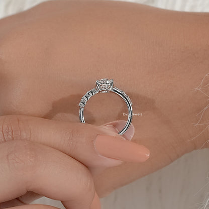 Oval Cut Lab Diamond Ring with Marquise Accents