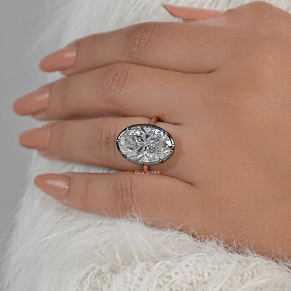 Oval Cut Lab Diamond Solitaire Ring with Classic Prong Setting Ring