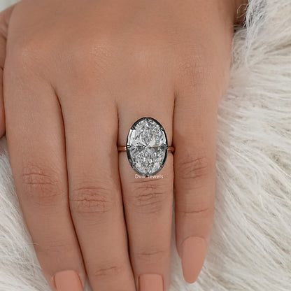 Oval Cut Lab Diamond Solitaire Ring with Classic Prong Setting Ring