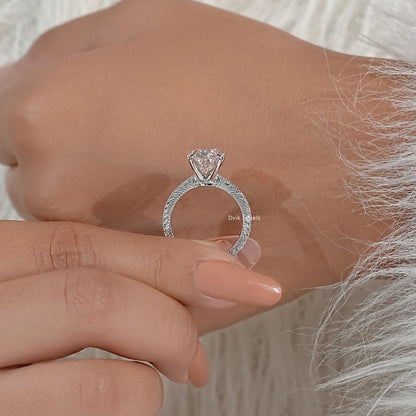 Oval Lab Diamond Engagement Ring with Pavé Setting