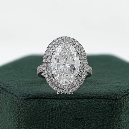 Double Halo Oval Diamond Engagement Ring Ring