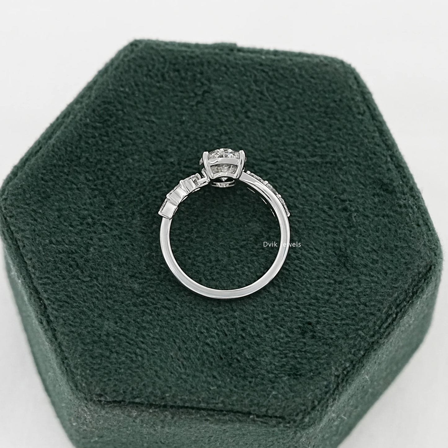 Oval Cut Lab Diamond Ring with Marquise Accents