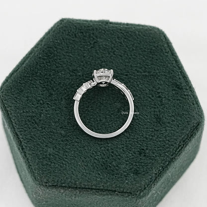 Oval Cut Lab Diamond Ring with Marquise Accents