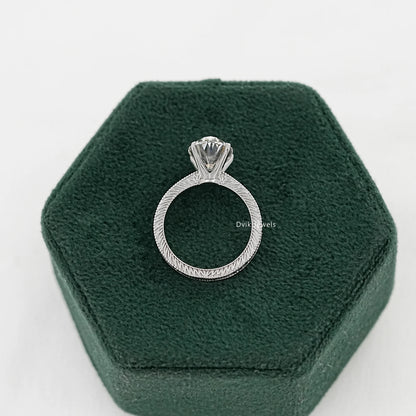 Oval Lab Diamond Engagement Ring with Pavé Setting