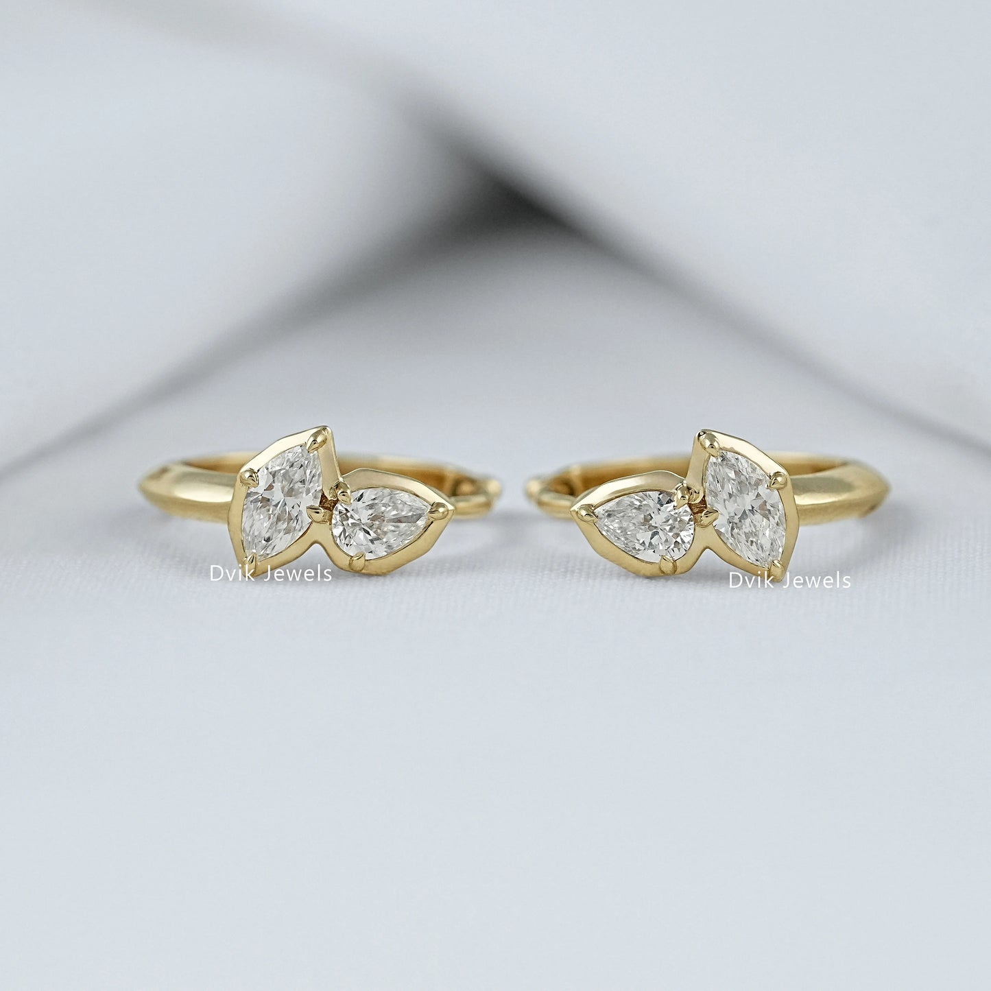Pear & Marquise Cut Lab Diamond Hoop Earrings Earrings