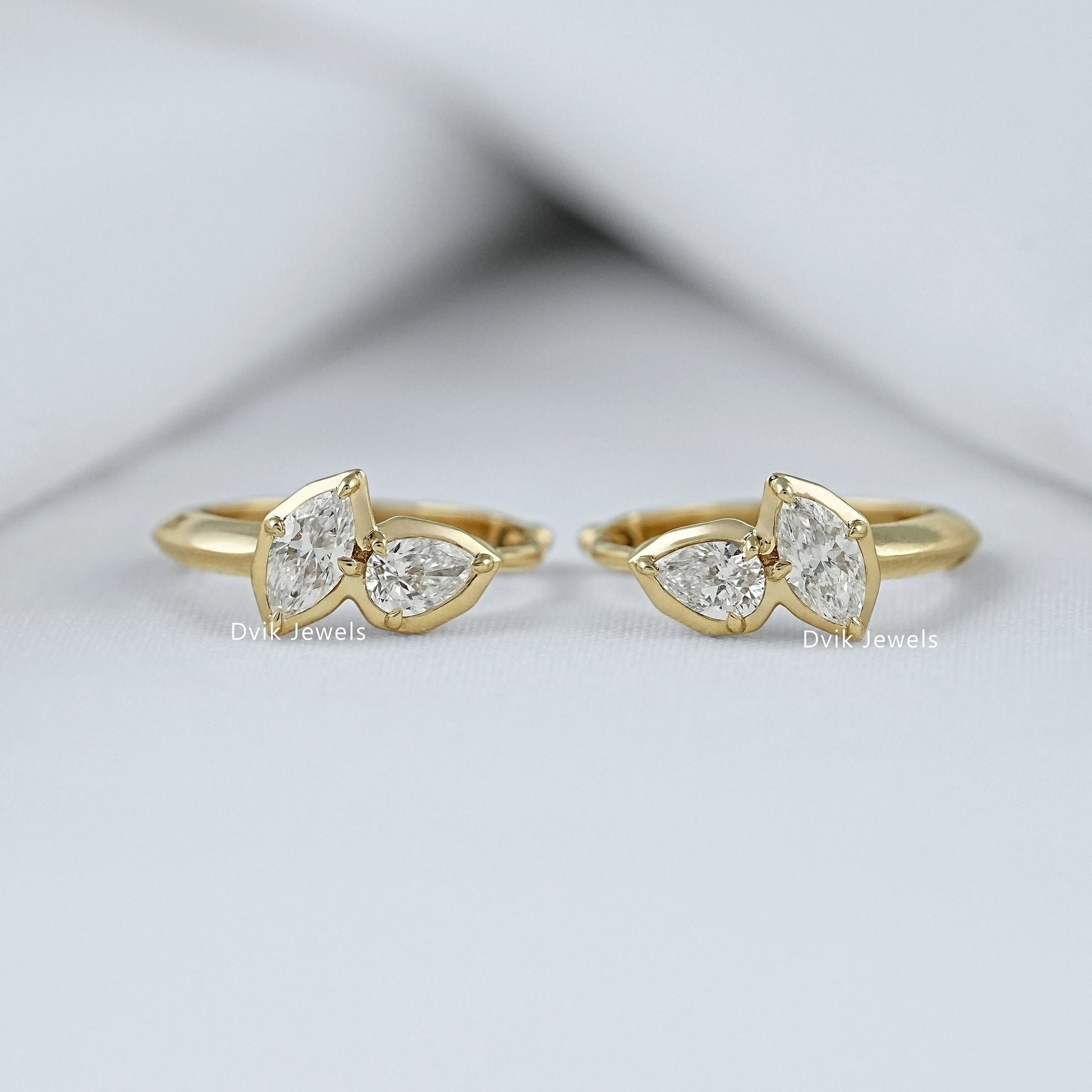 Pear & Marquise Cut Lab Diamond Hoop Earrings Earrings