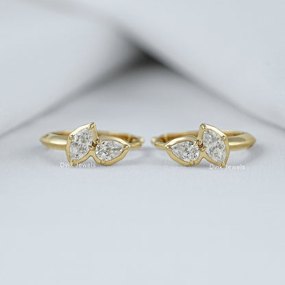 Pear & Marquise Cut Lab Diamond Hoop Earrings Earrings